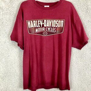 Harley Davidson Motorcycles Adult XL T Shirt Red Montana Short‎ Sleeve Bikercore